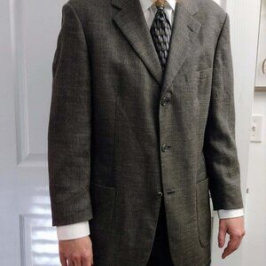 Bill Blass Premier Collection Blazer Coat Jacket Men 42L Charcoal Gray
